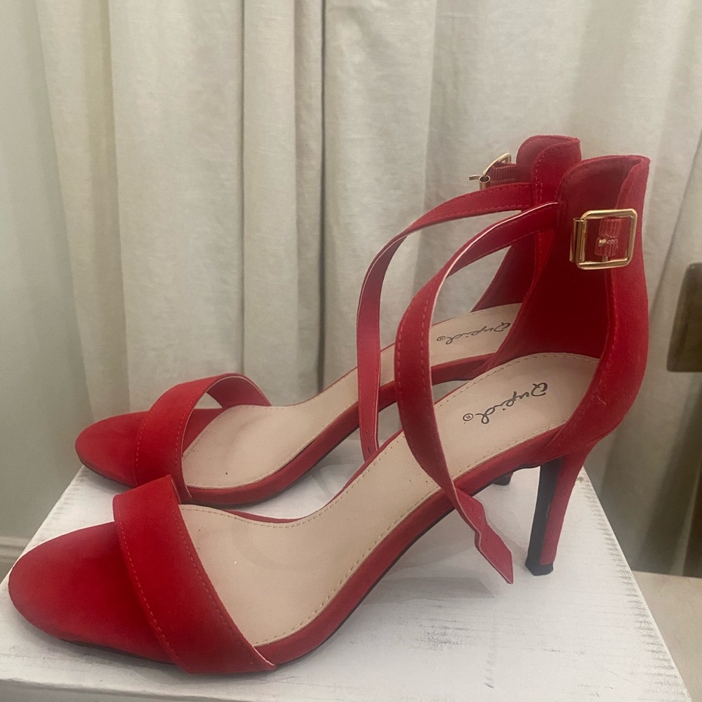 Qupid Vibrant Red Strappy Heels